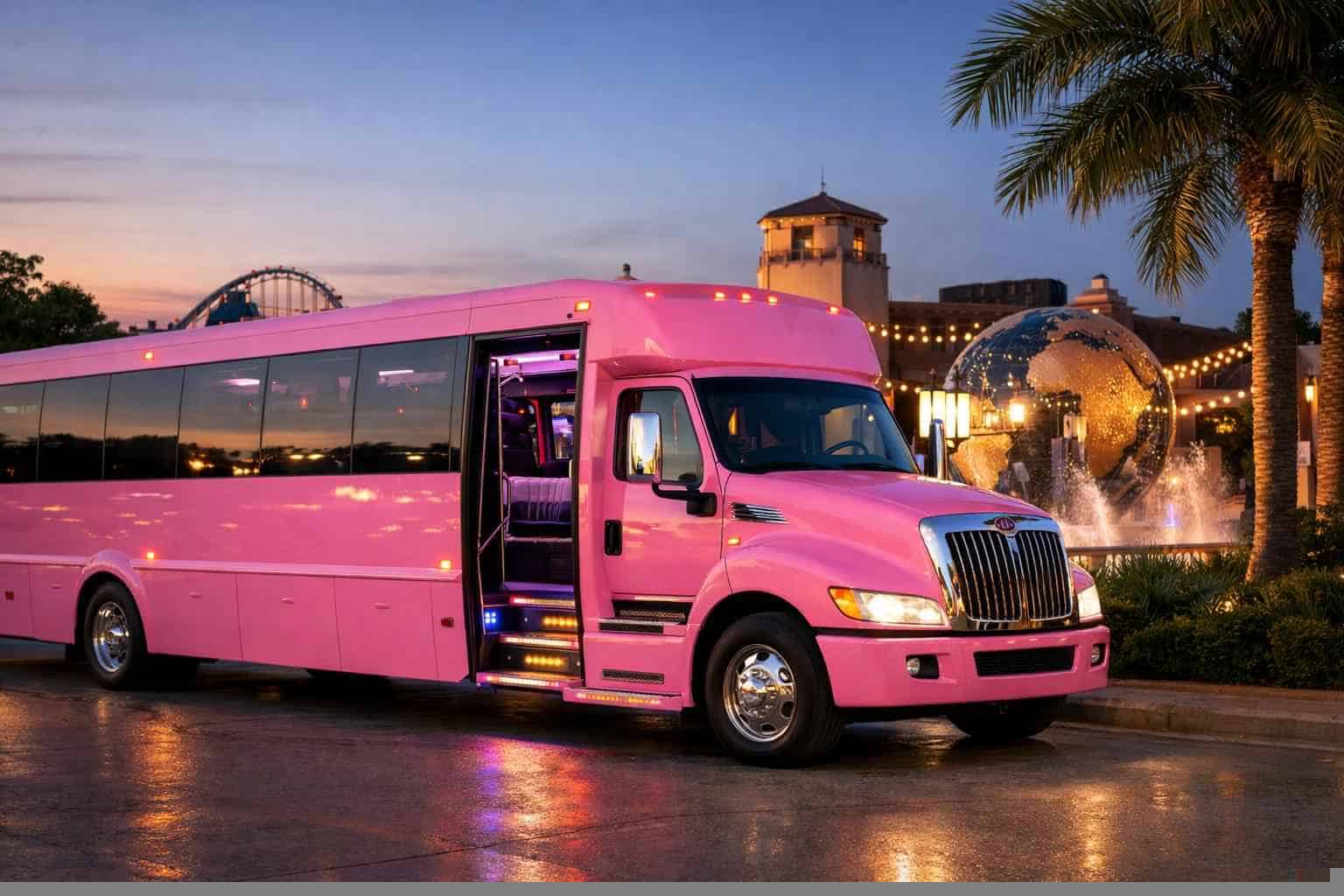 Pink Party Bus Rental Near Me Universal City TX