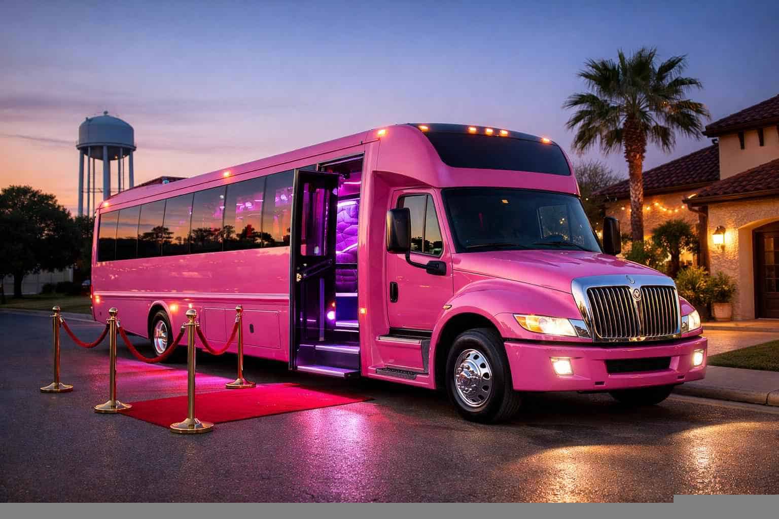 Pink Party Bus Rental Near Me Windcrest TX
