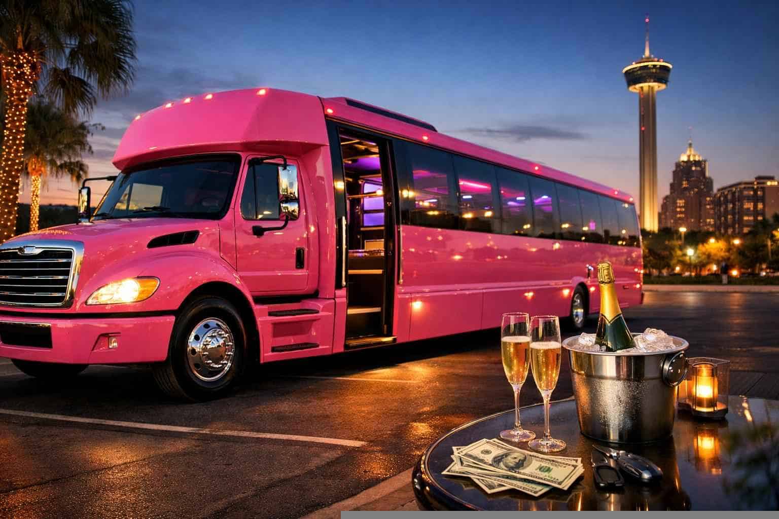 Pink Party Bus Rental Prices in Converse TX
