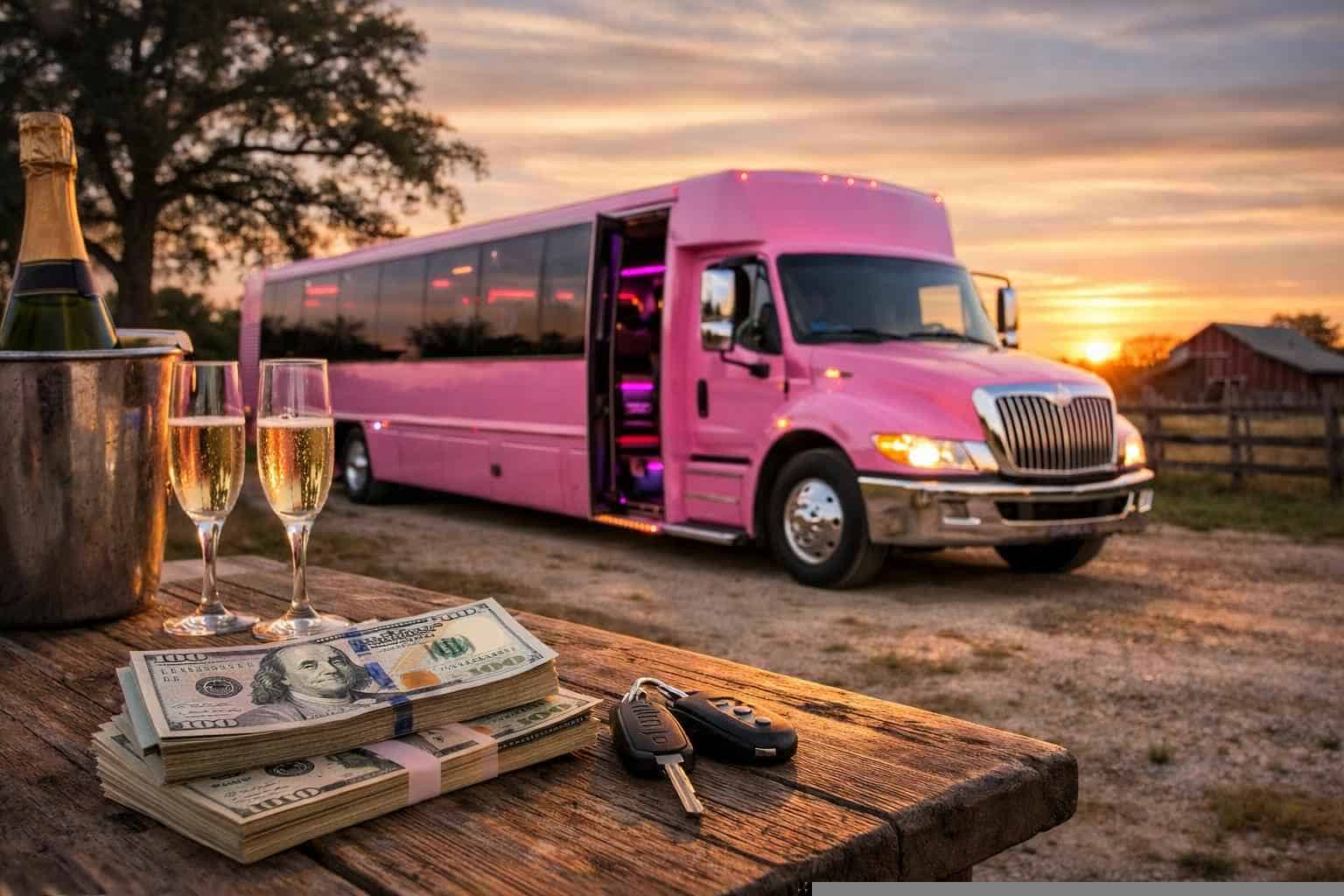 Pink Party Bus Rental Prices in La Vernia TX