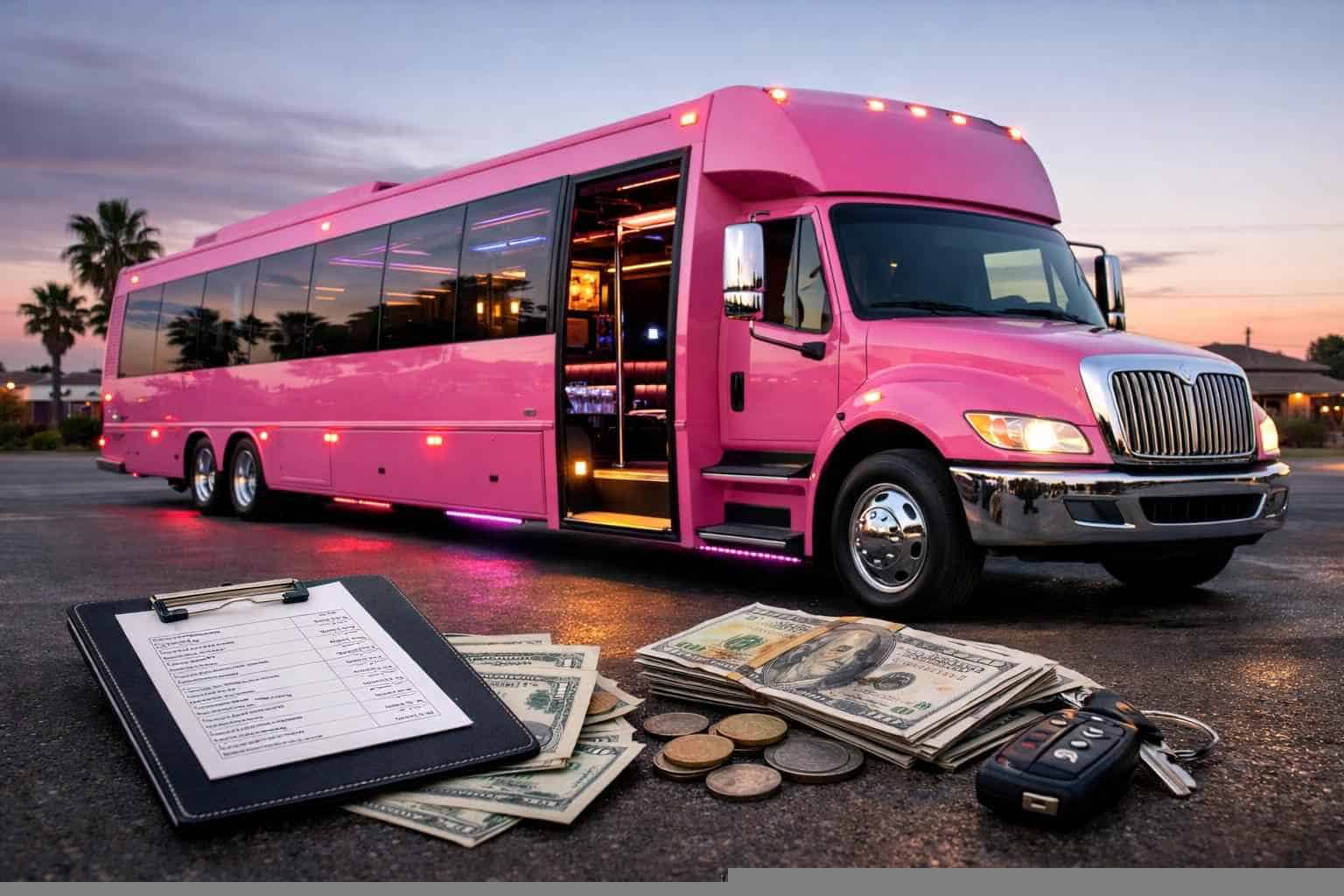 Pink Party Bus Rental Prices in Selma TX