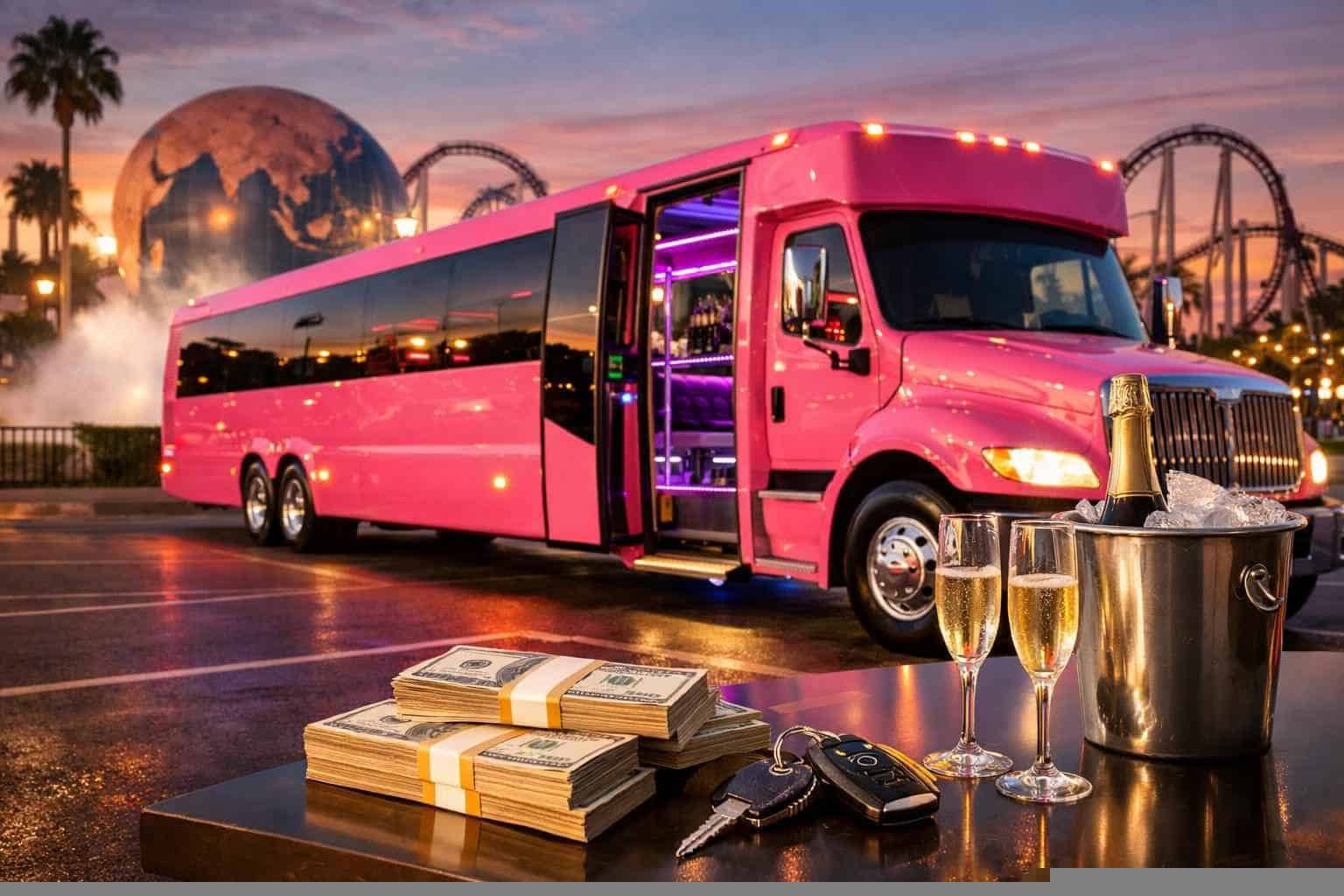 Pink Party Bus Rental Prices in Universal City TX