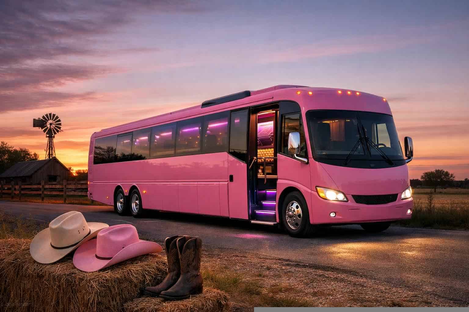 Pink Party Bus Rental Services in Floresville Texas