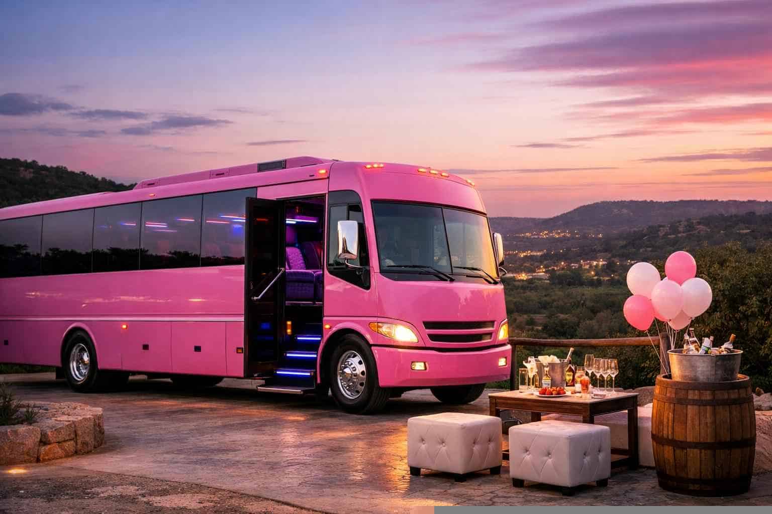 Pink Party Bus Rental Services in Helotes Texas