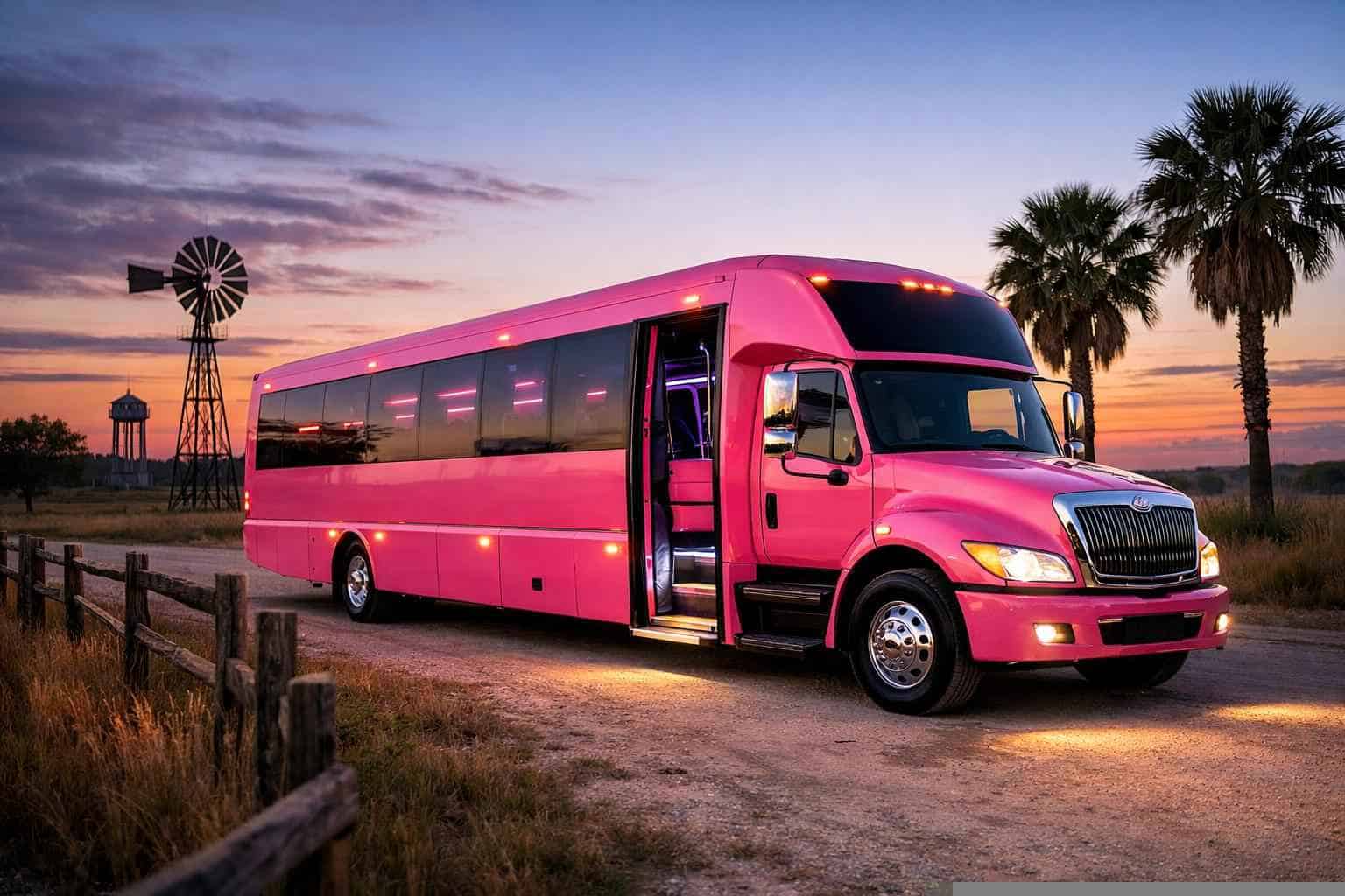 Pink Party Bus Rental Services in Pleasanton Texas
