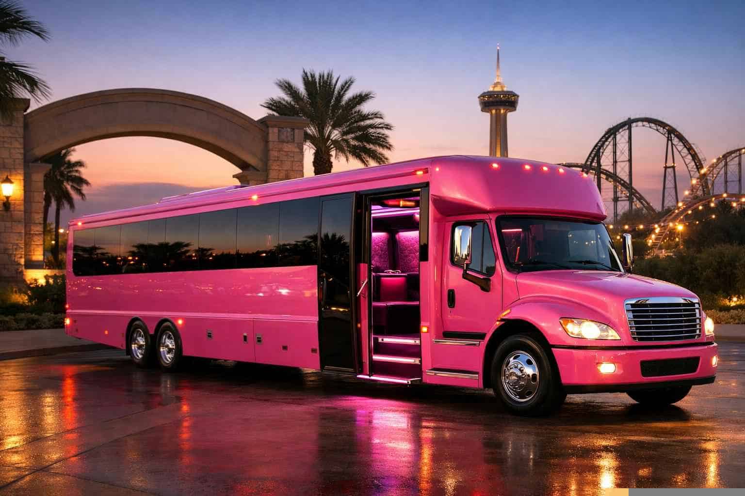 Pink Party Bus Rental Services in Universal City Texas