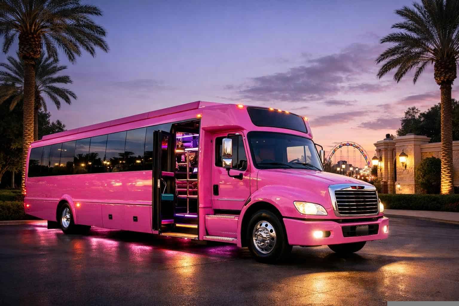 Pink Party Bus Rental Universal City TX