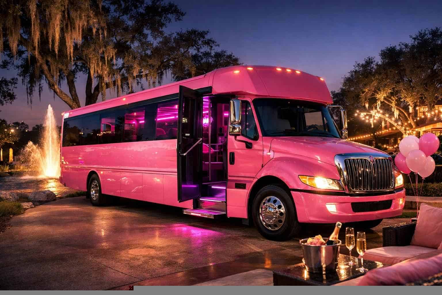 Pink Party Buses in Live Oak Texas