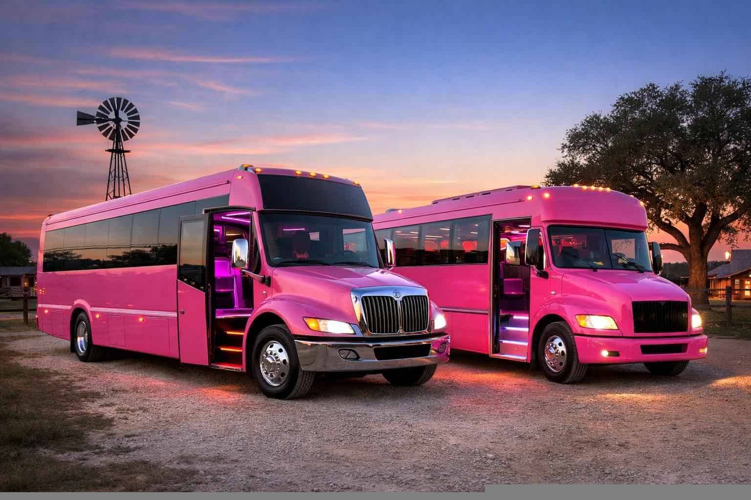 Pink Party Buses in Pleasanton Texas