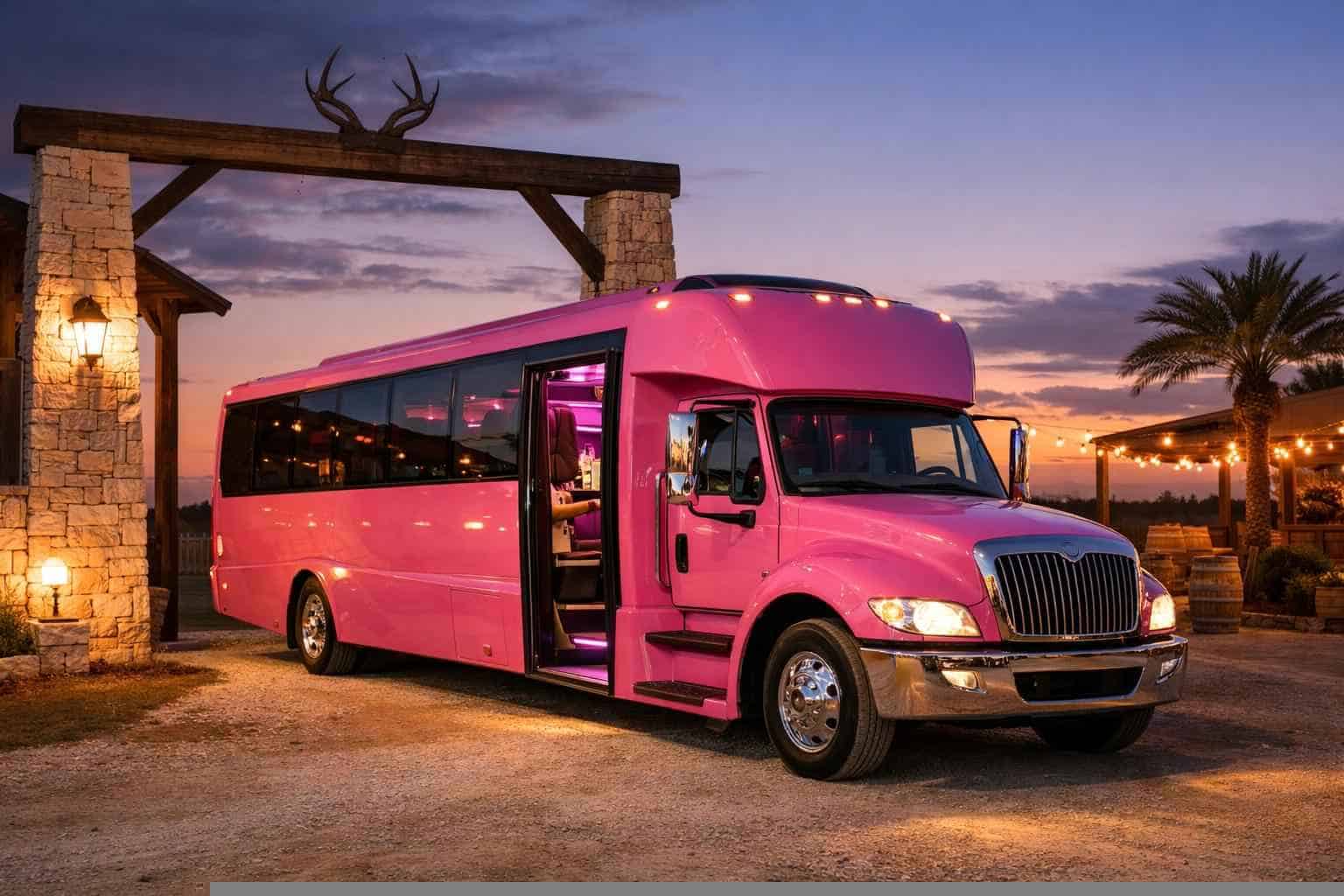Pleasanton Texas Pink Party Bus Rental