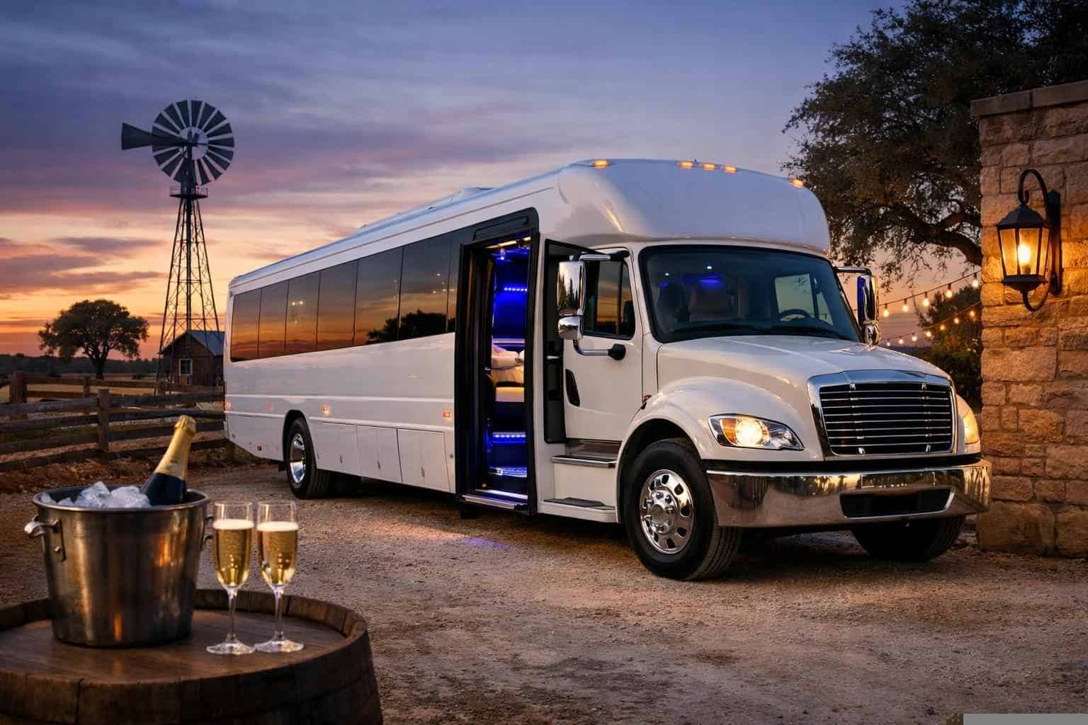 Pleasanton Texas White Party Bus Rental