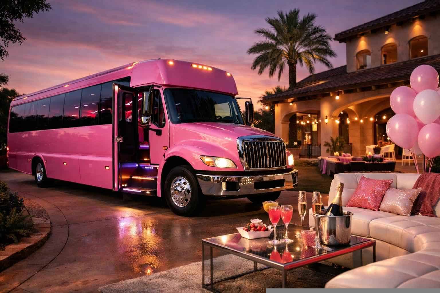 Schertz Texas Pink Party Bus Rental