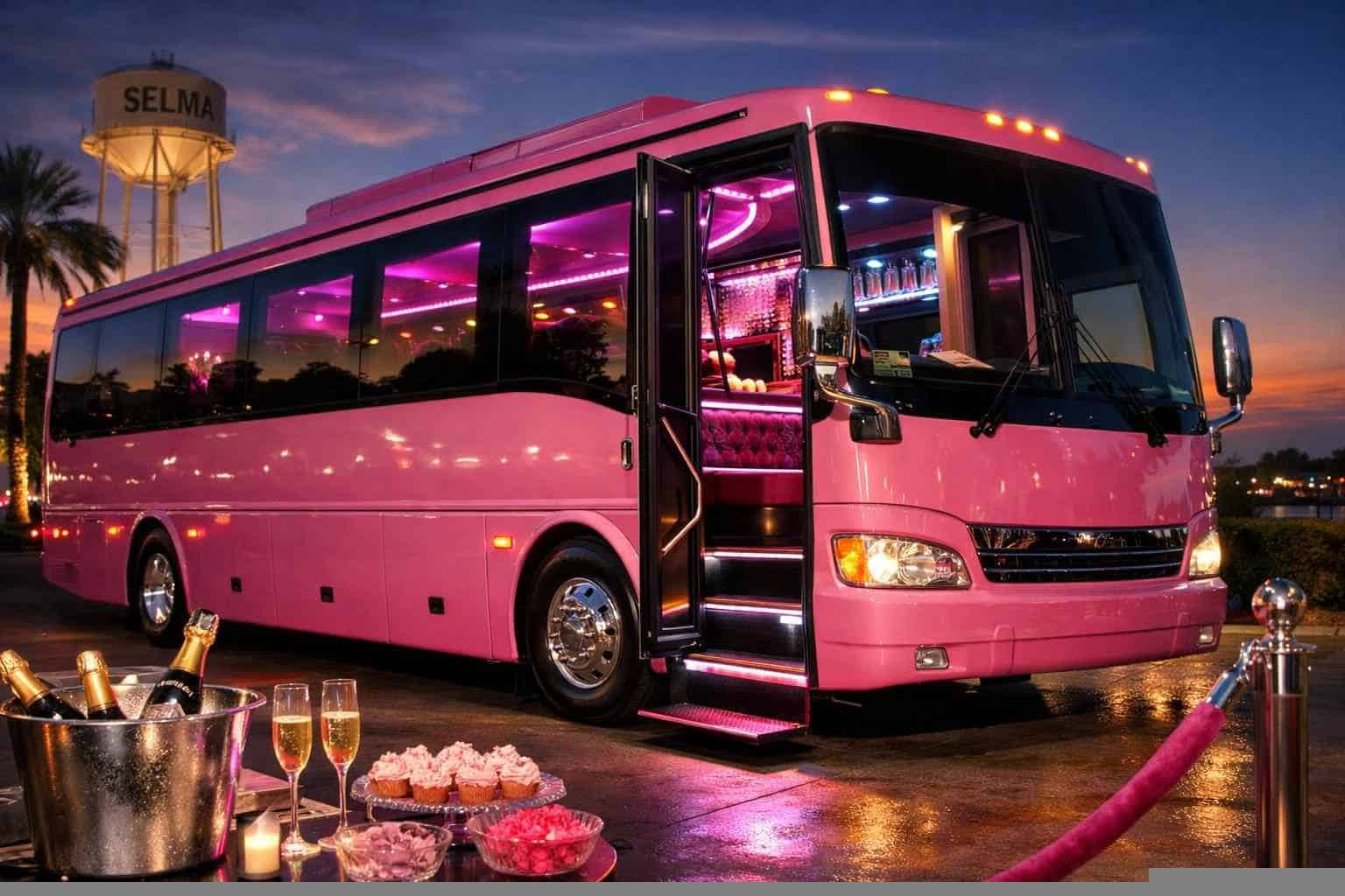 Selma Texas Pink Party Bus Rental