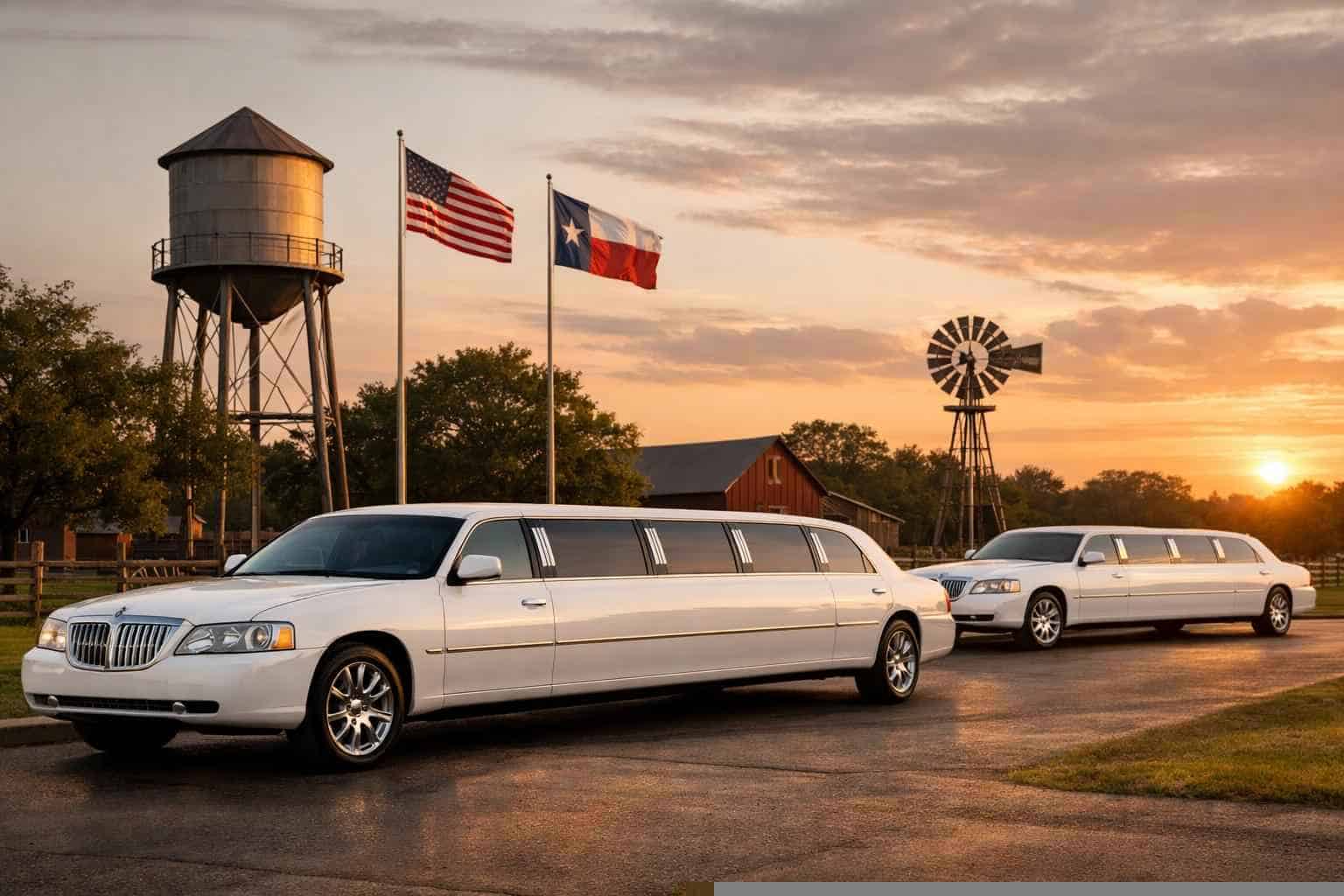 White Limousines in Converse Texas