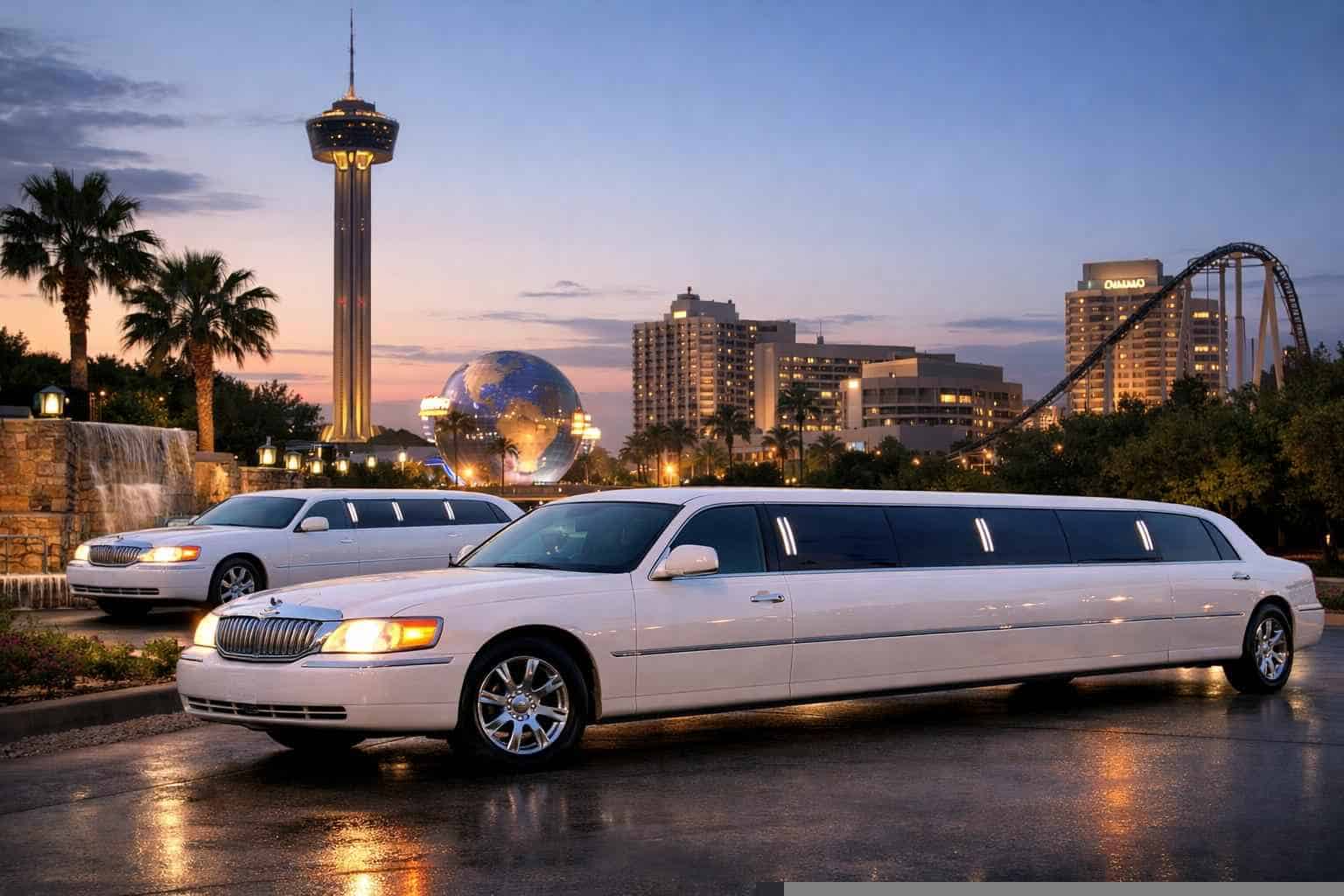 White Limousines in Universal City Texas