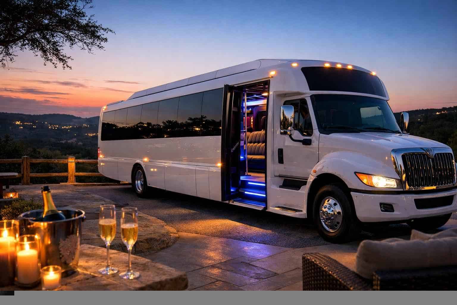 White Party Bus Rental Near Me Helotes TX