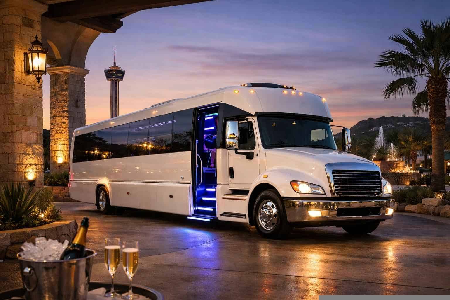 White Party Bus Rental Near Me Leon Valley TX