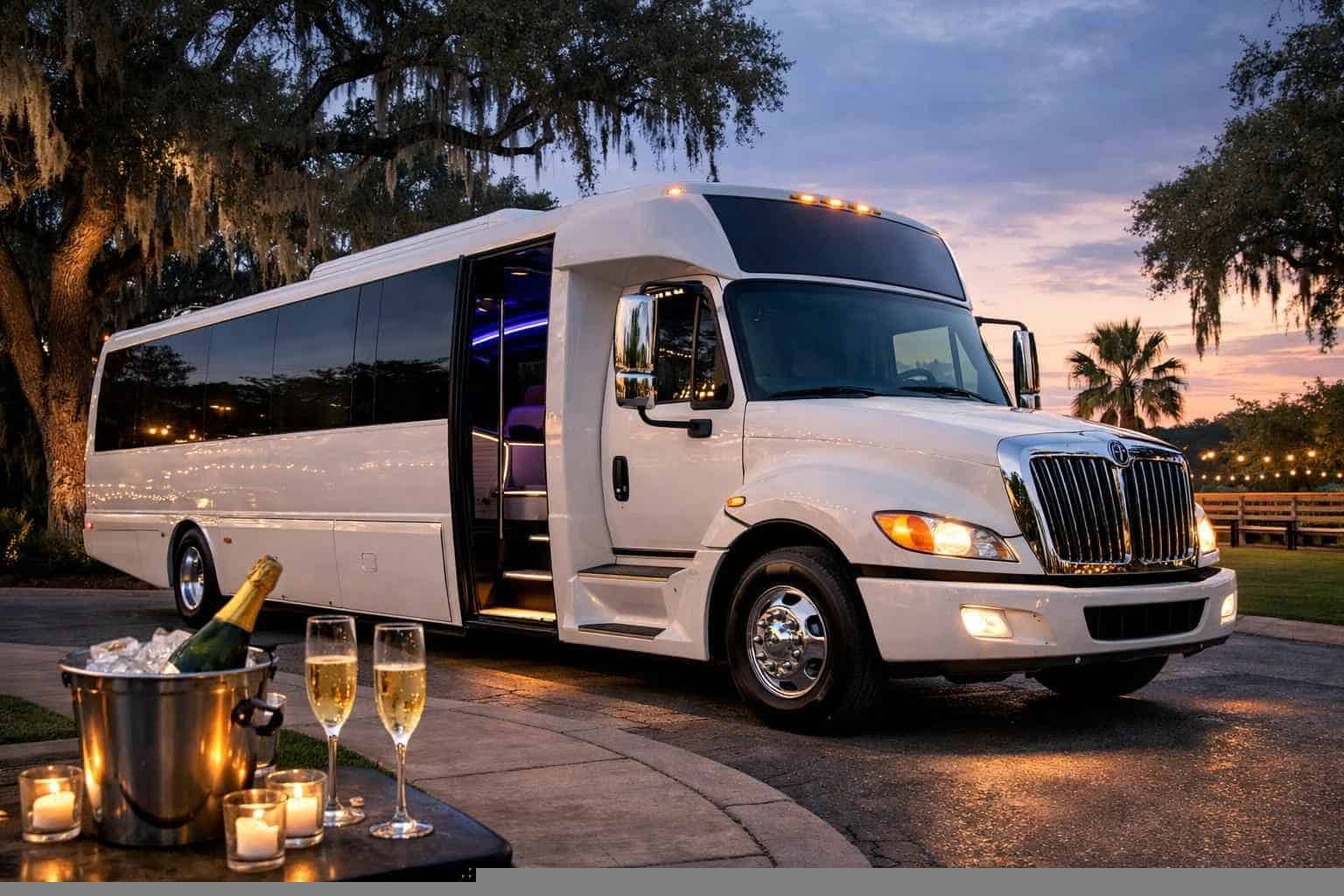 White Party Bus Rental Near Me Live Oak TX