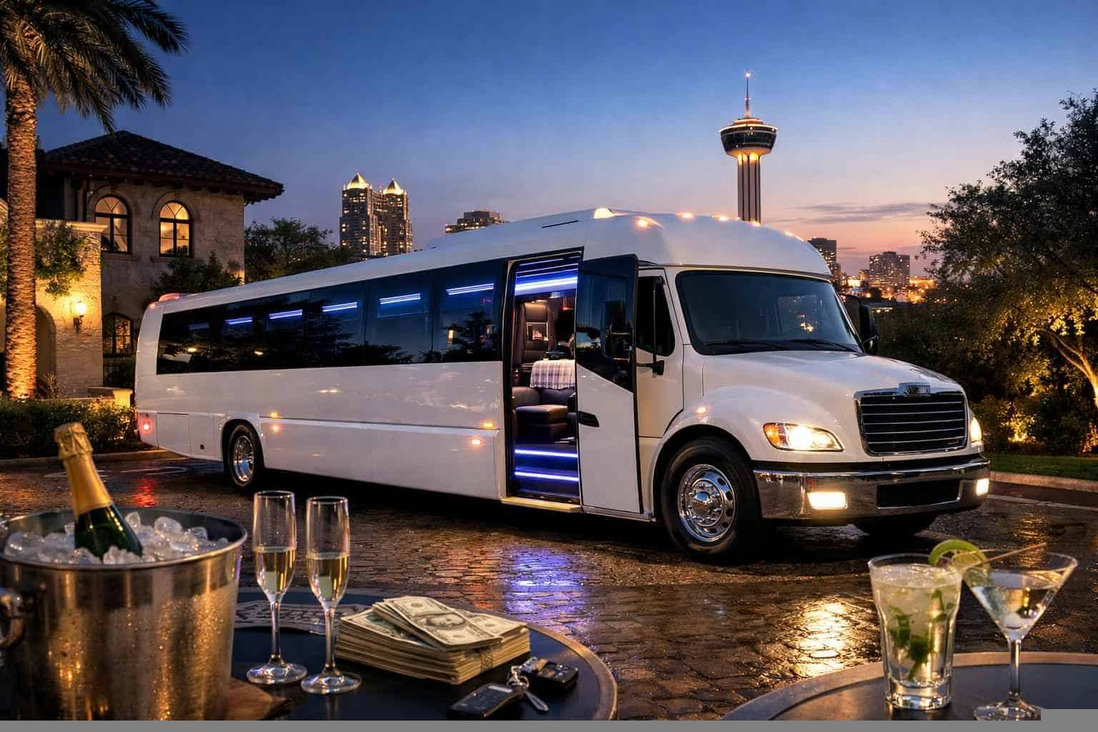 White Party Bus Rental Prices in Alamo Heights TX