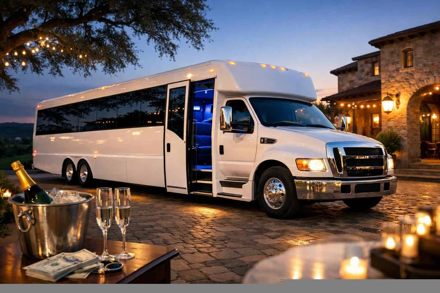 White Party Bus Rental Prices in Boerne TX