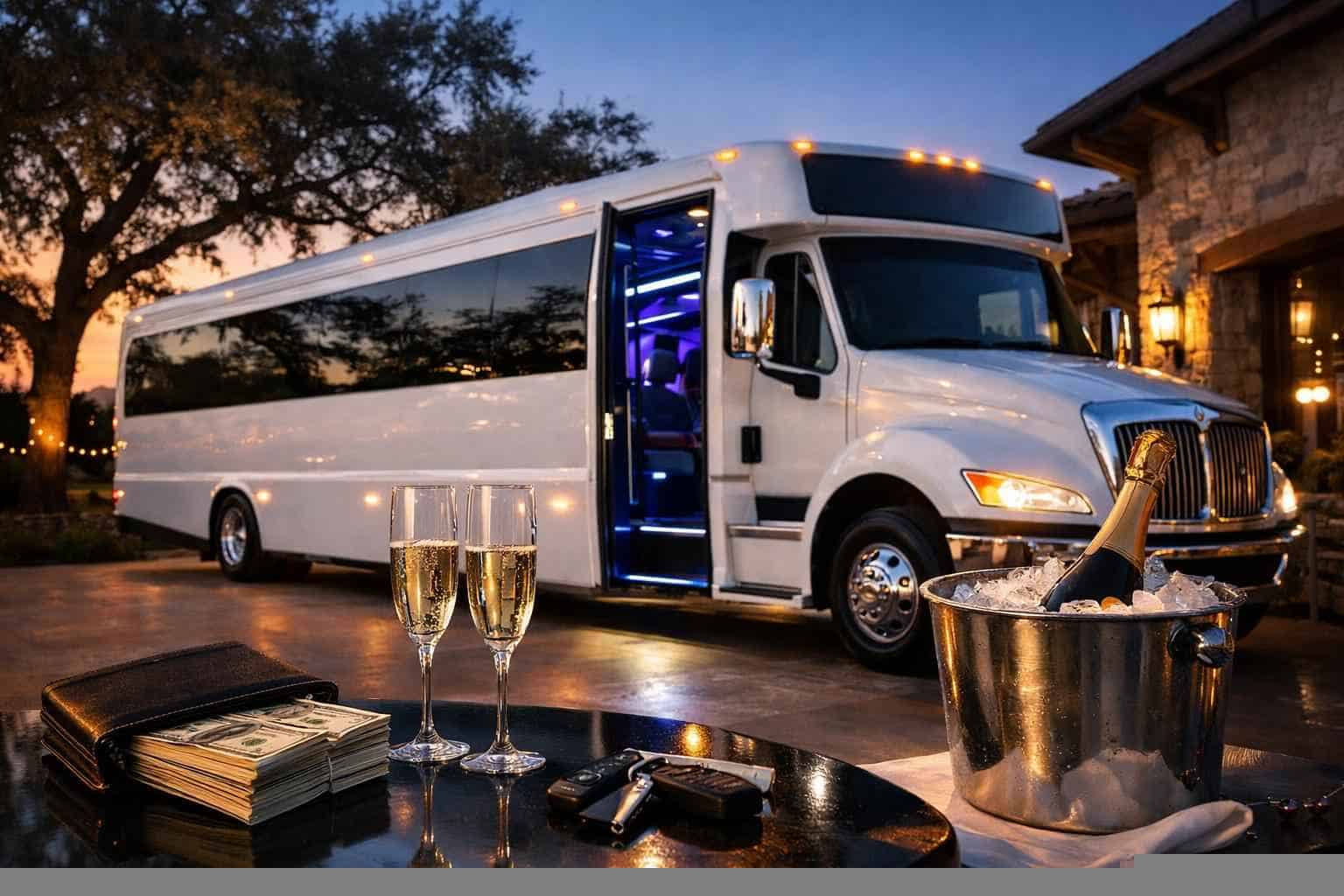 White Party Bus Rental Prices in Live Oak TX