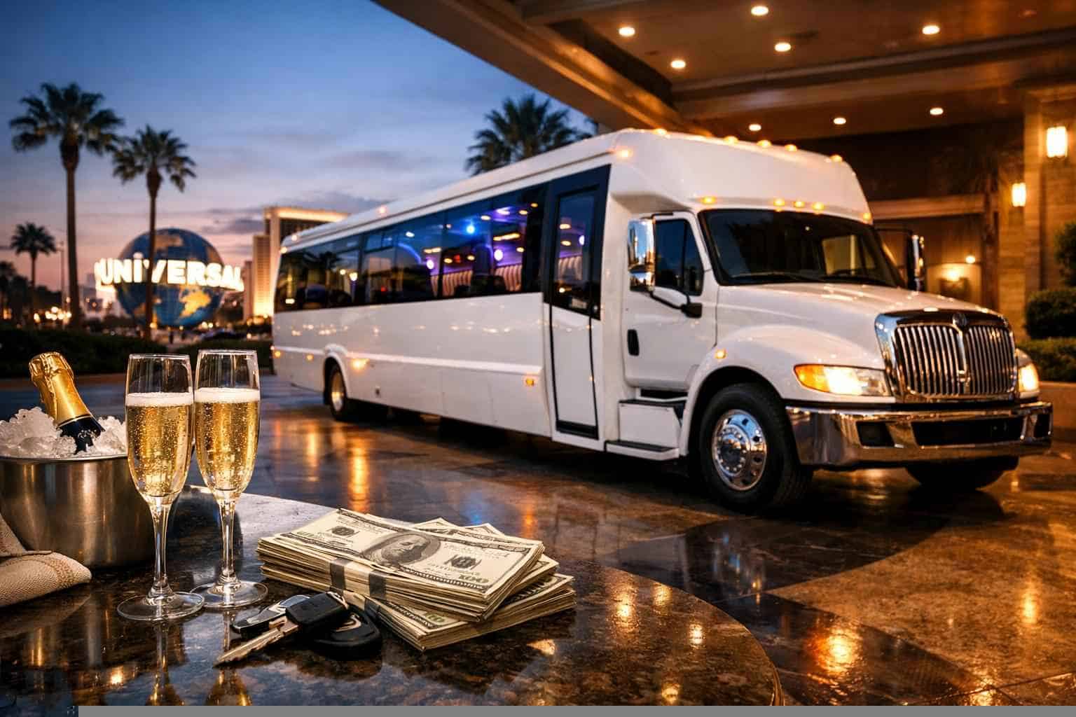White Party Bus Rental Prices in Universal City TX