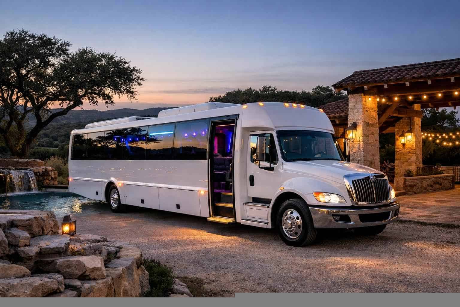 White Party Bus Rental Services in Boerne Texas