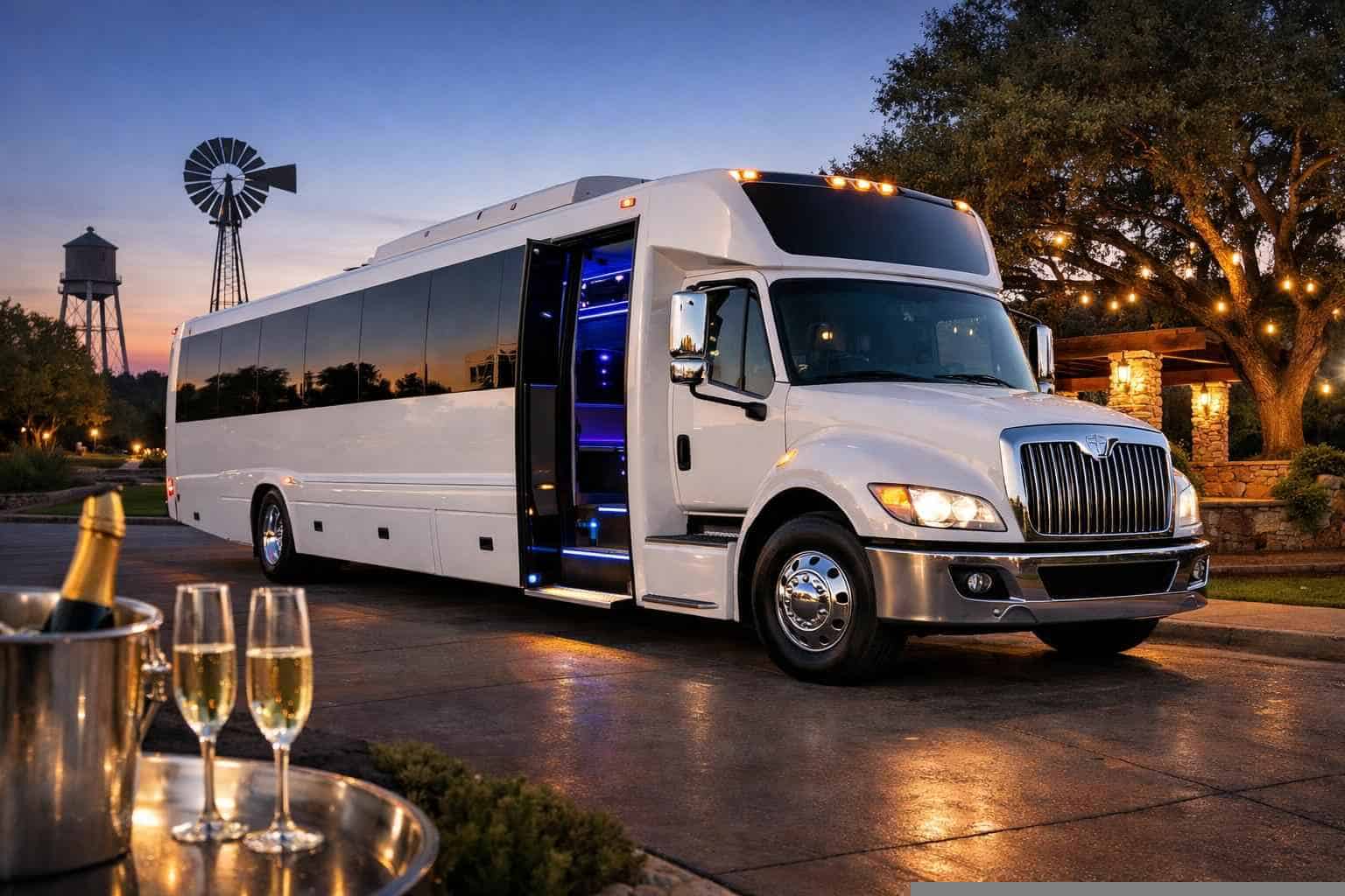 White Party Bus Rental Services in Cibolo Texas