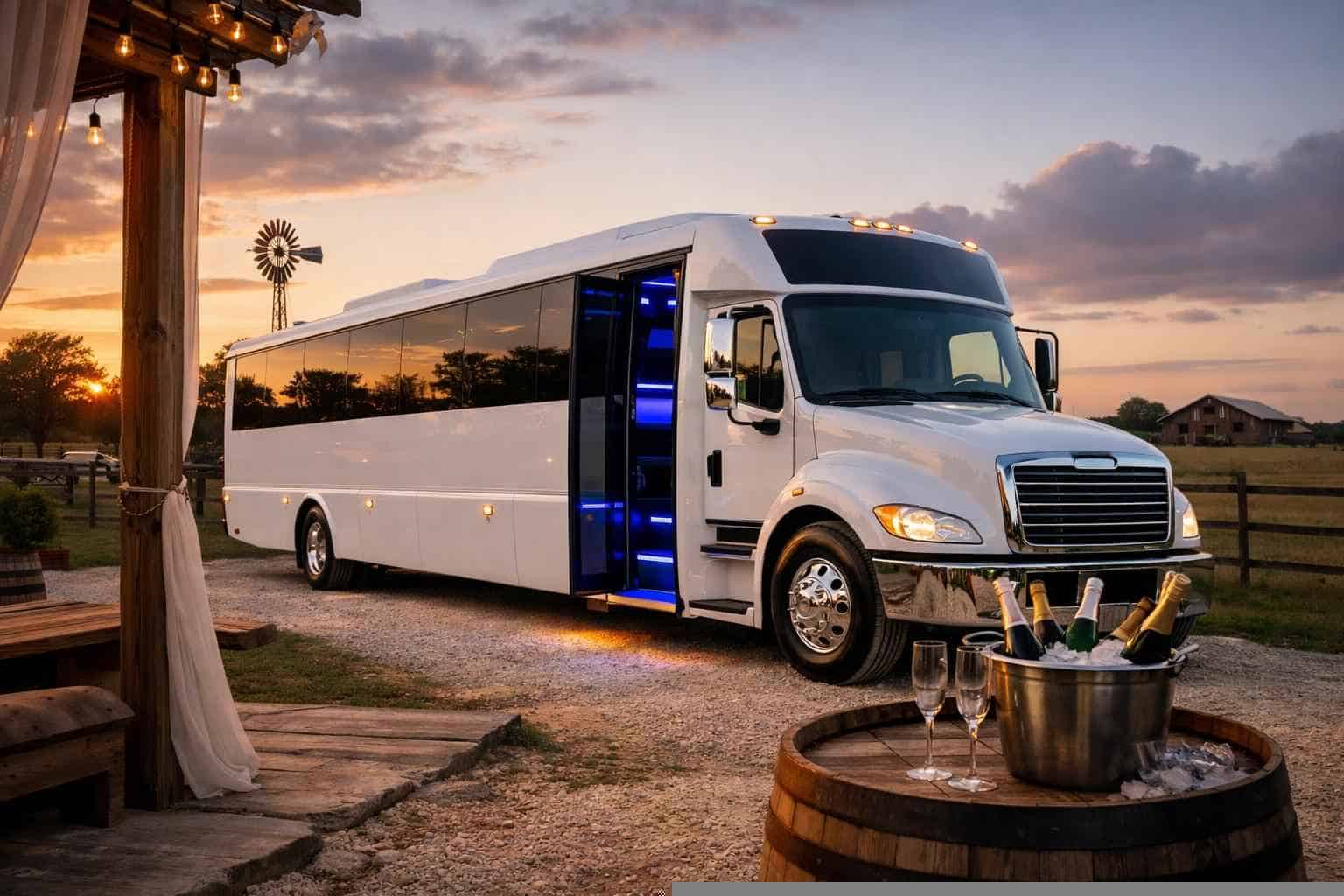 White Party Bus Rental Services in Floresville Texas