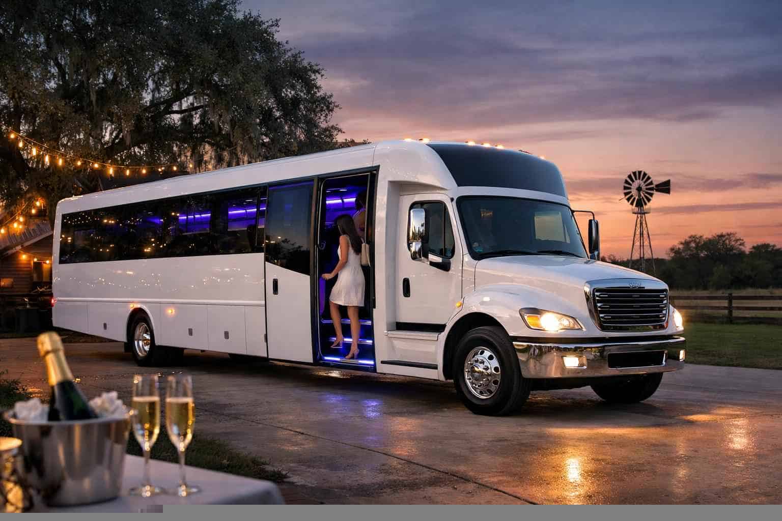 White Party Bus Rental Services in La Vernia Texas