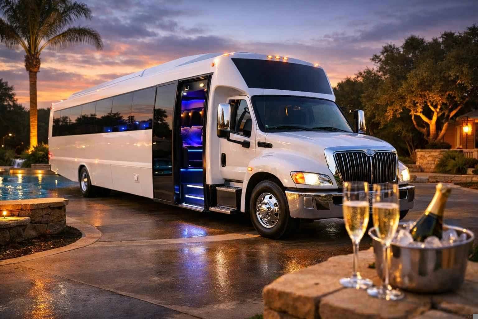 White Party Bus Rental Services in Live Oak Texas