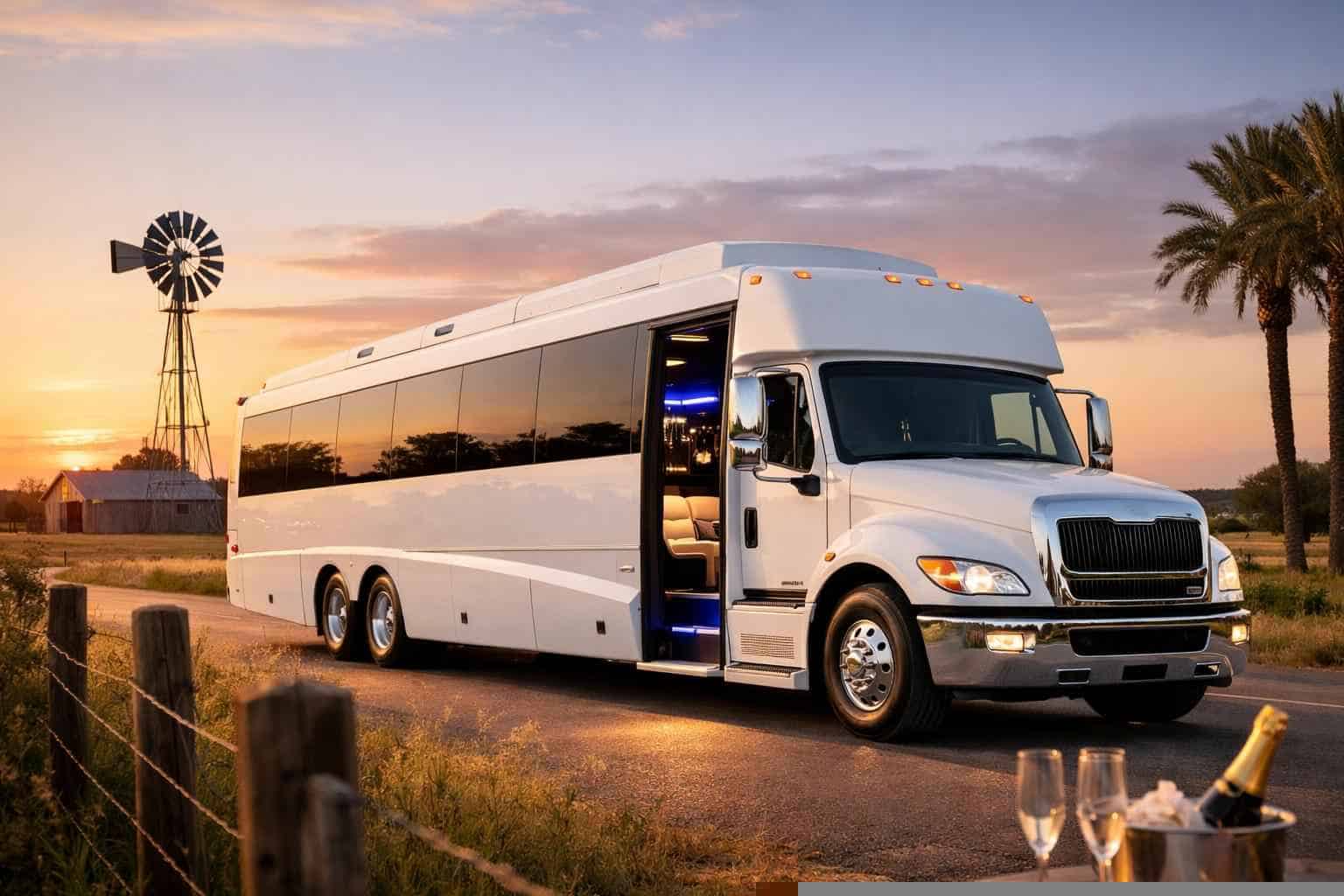 White Party Bus Rental Services in Pleasanton Texas