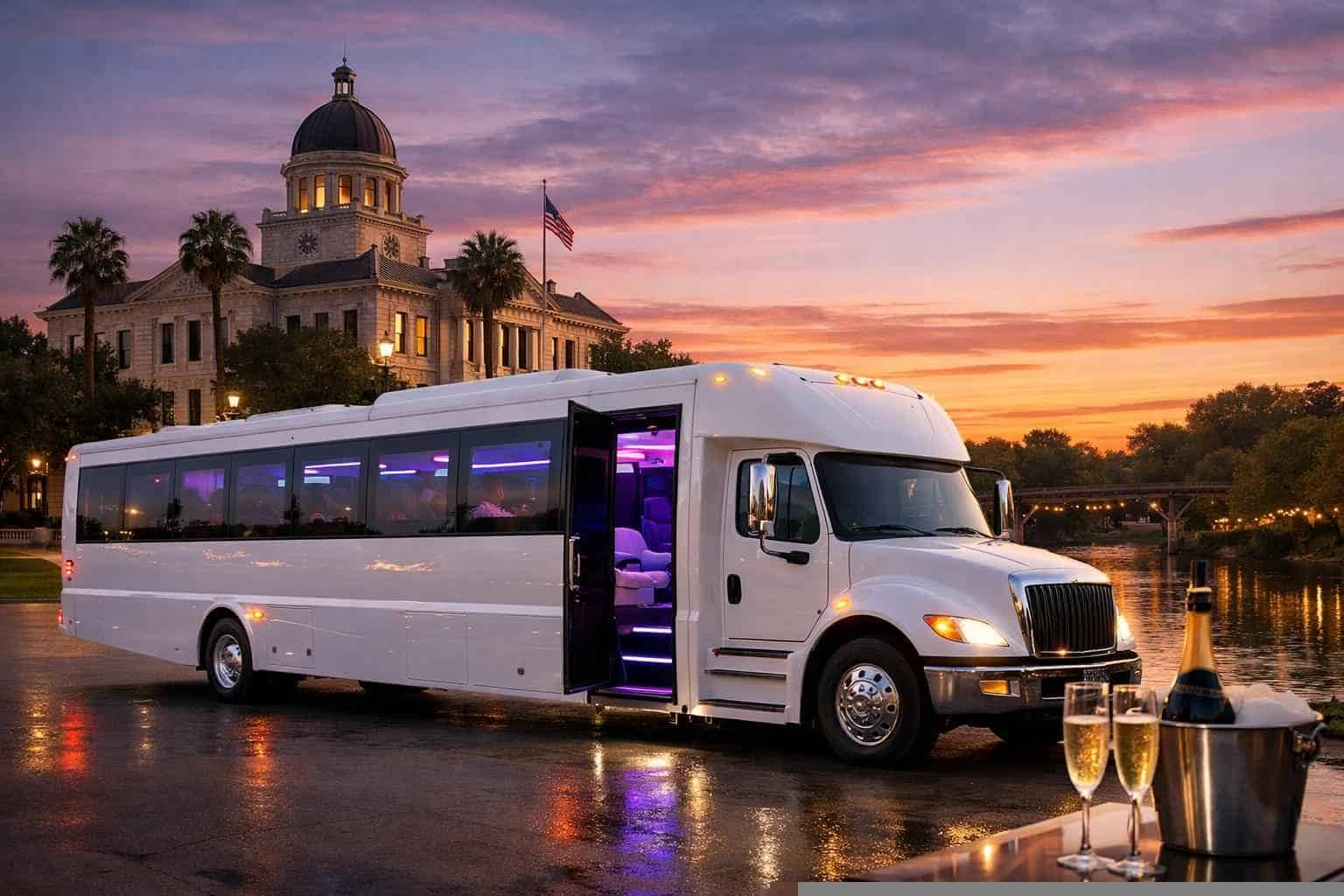 White Party Bus Rental Services in Seguin Texas