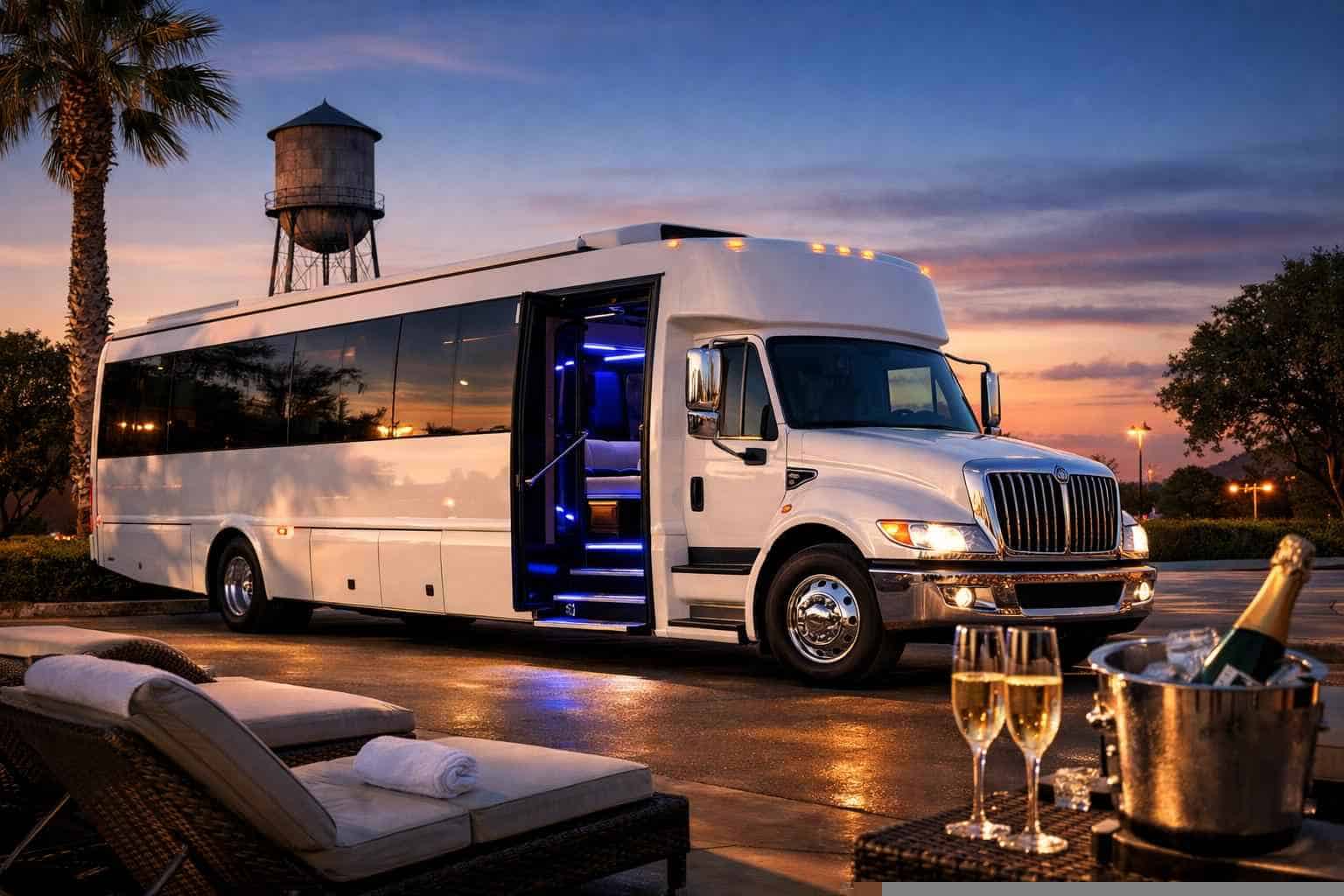 White Party Bus Rental Services in Selma Texas