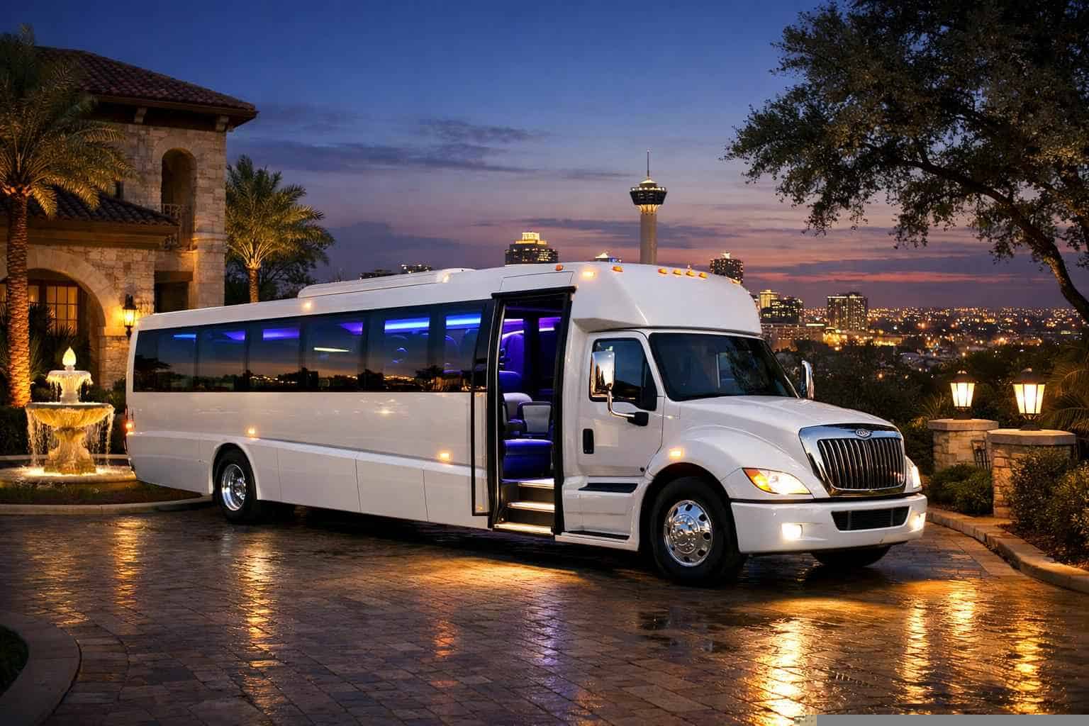 White Party Bus Rental Services in Windcrest Texas