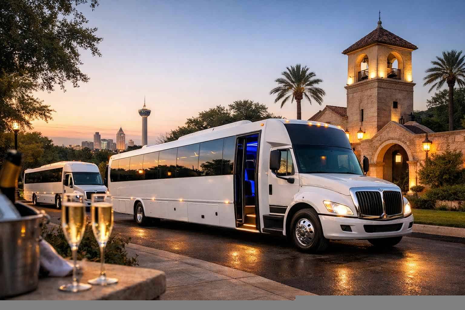 White Party Buses in Alamo Heights Texas