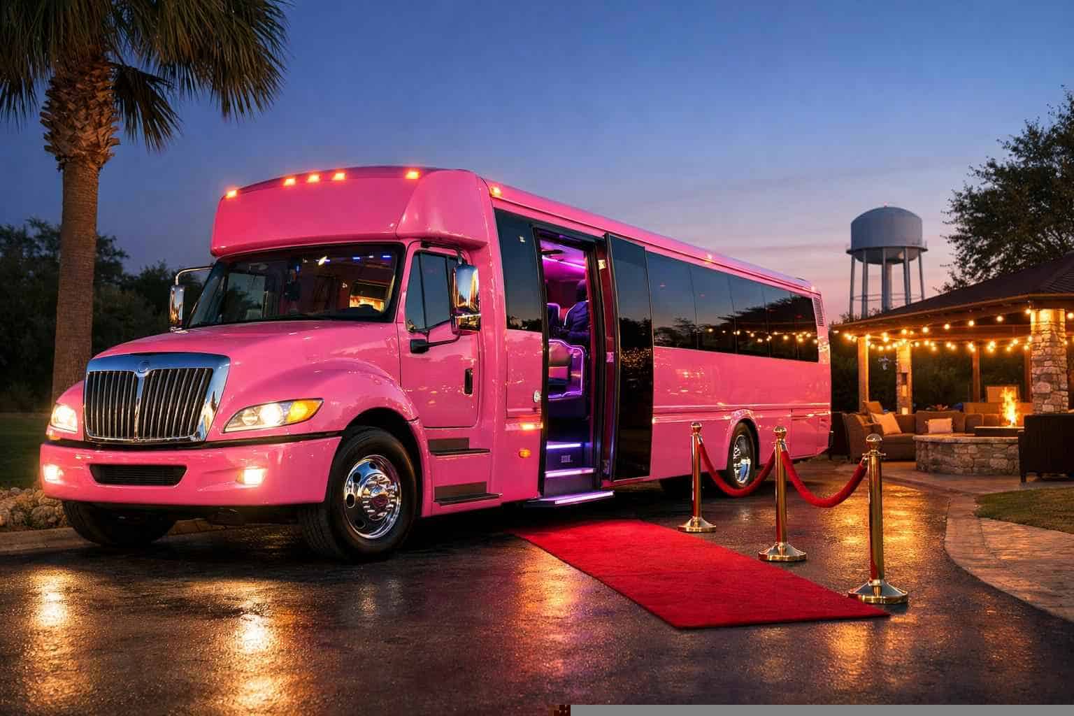 Best Pink Party Bus Rental in Kirby Texas