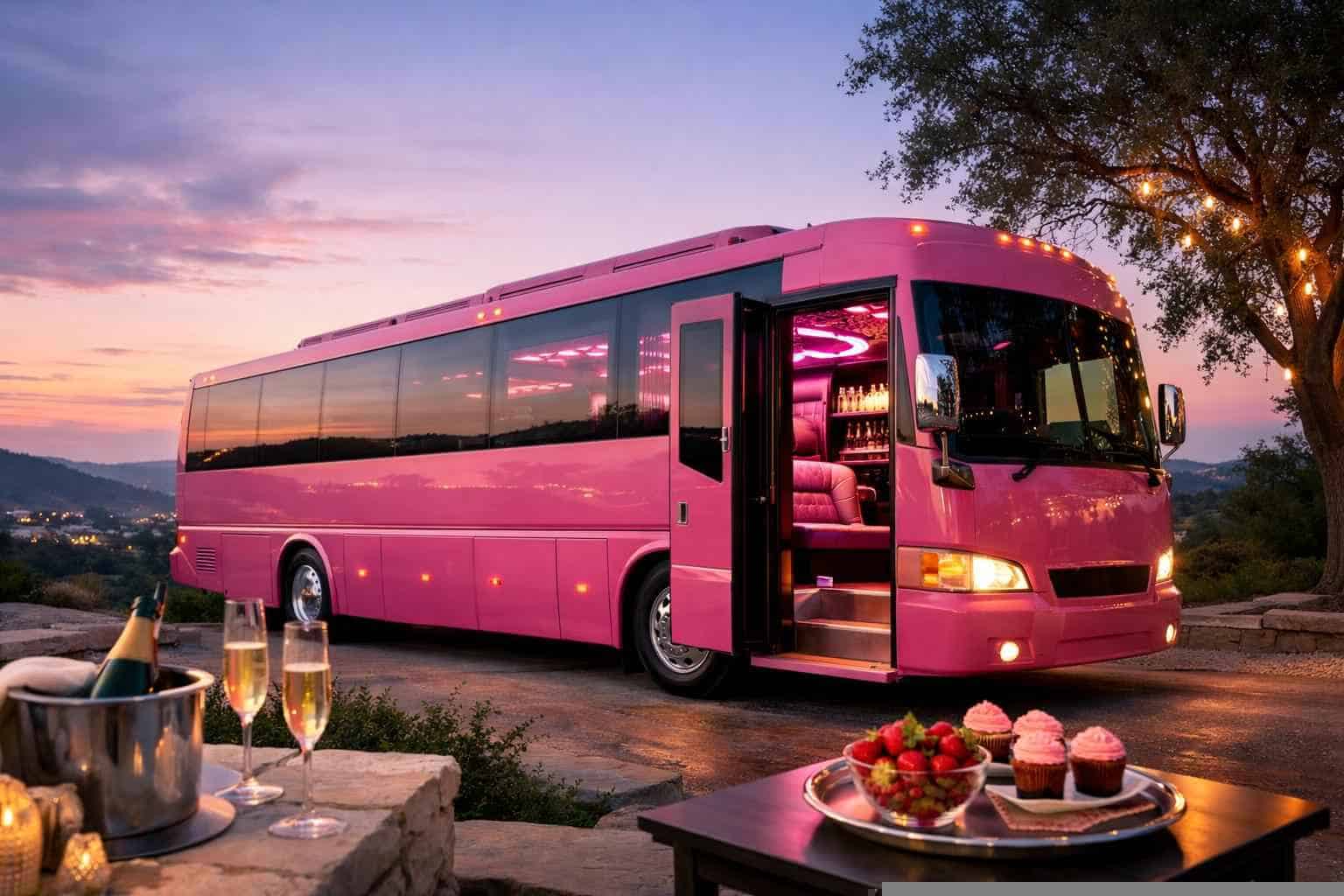 Bulverde Texas Pink Party Bus Rental