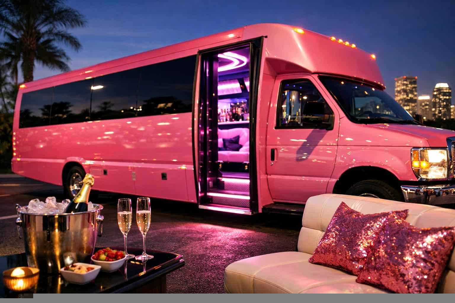 Kirby Texas Pink Party Bus Rental
