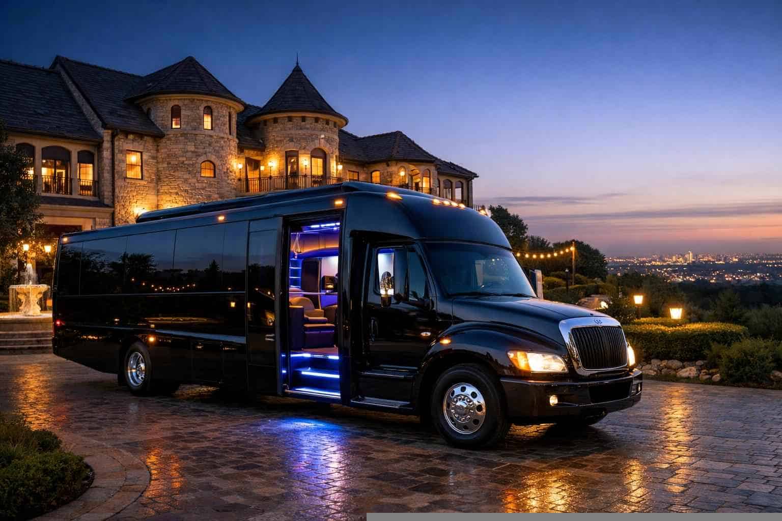 Luxury Black Party Bus Rental In Castle Hills Texas