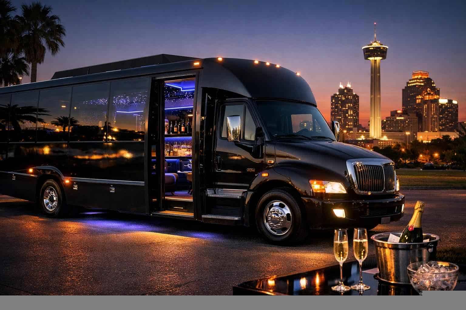 Luxury Black Party Bus Rental in Kirby Texas