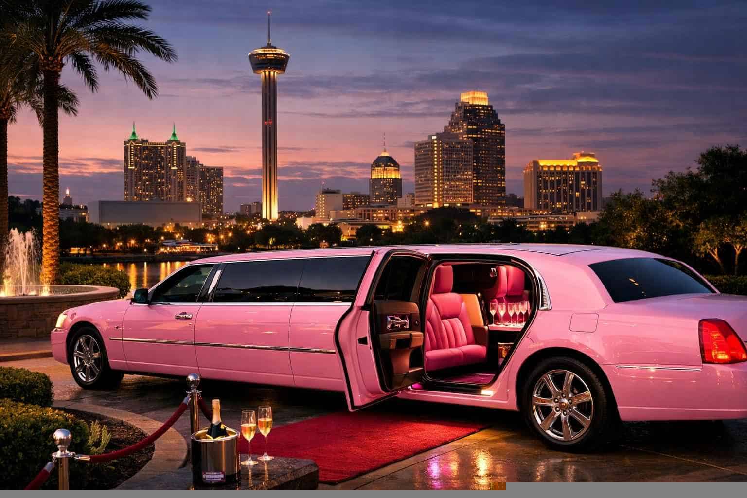 Luxury Pink Limo Rental in Kirby Texas