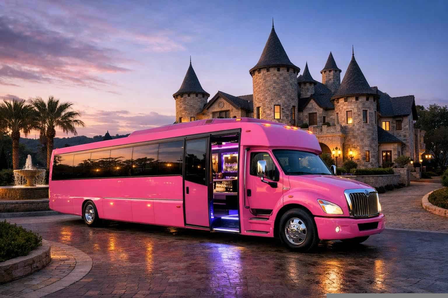 Luxury Pink Party Bus Rental In Castle Hills Texas