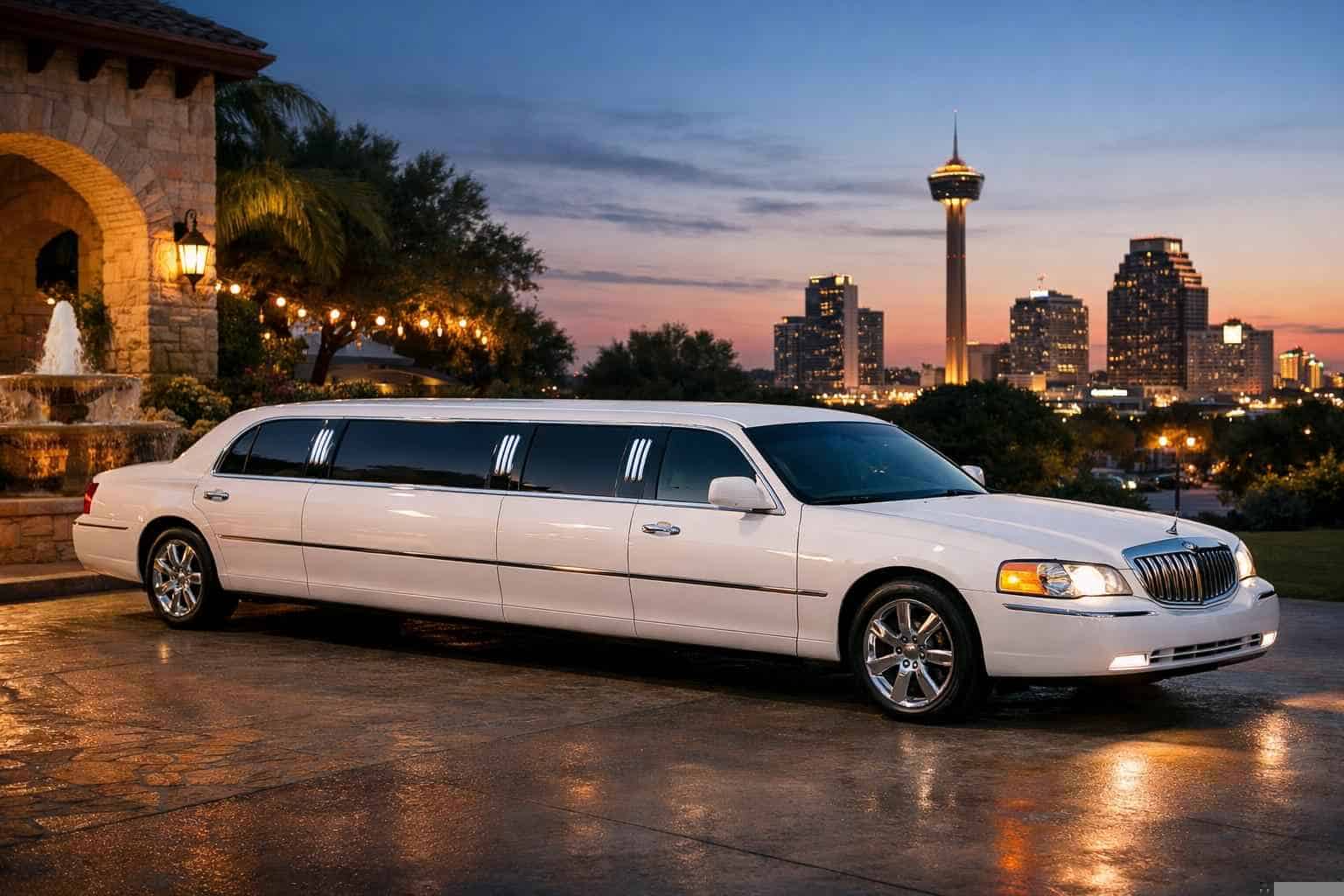 Luxury White Limo Rental in Kirby Texas