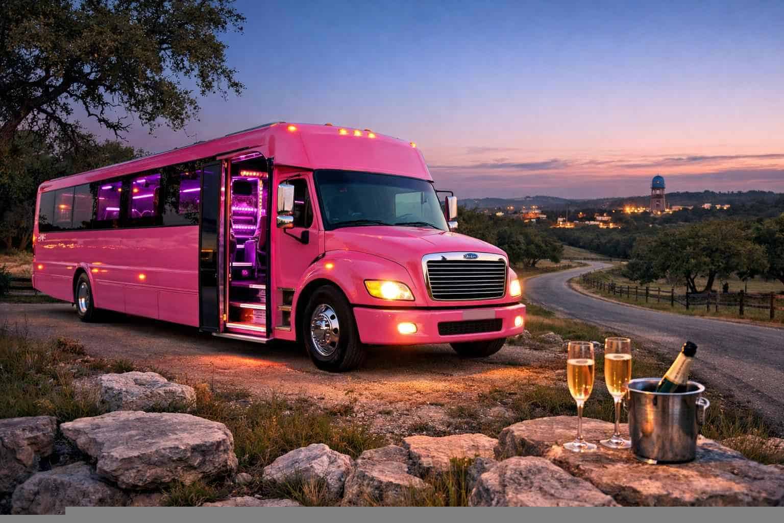 Pink Party Bus Rental Near Me Bulverde TX