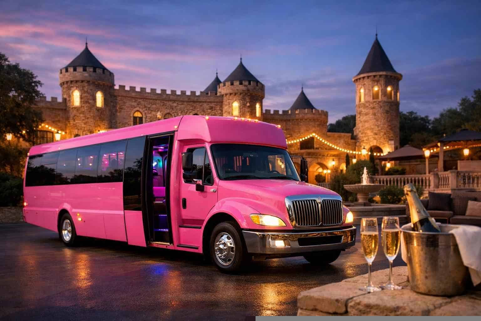 Pink Party Bus Rental Near Me Castle Hills TX