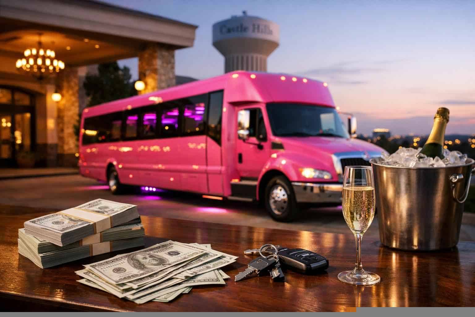 Pink Party Bus Rental Prices In Castle Hills TX