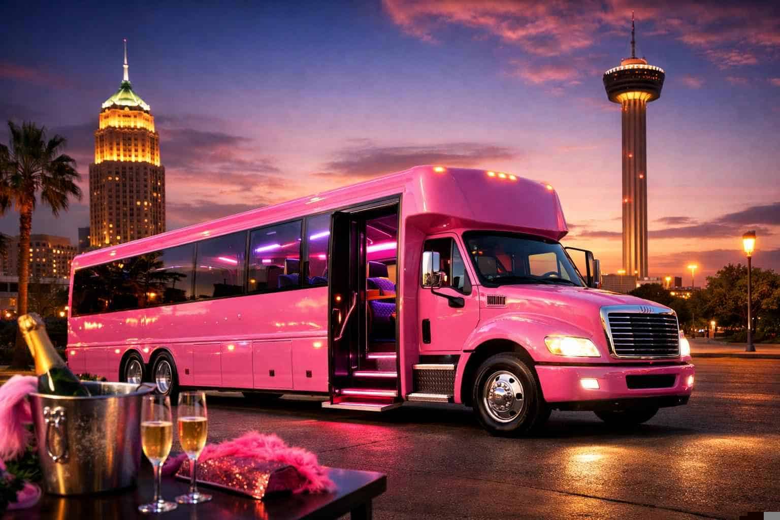 Pink Party Bus Rental Services in Kirby Texas