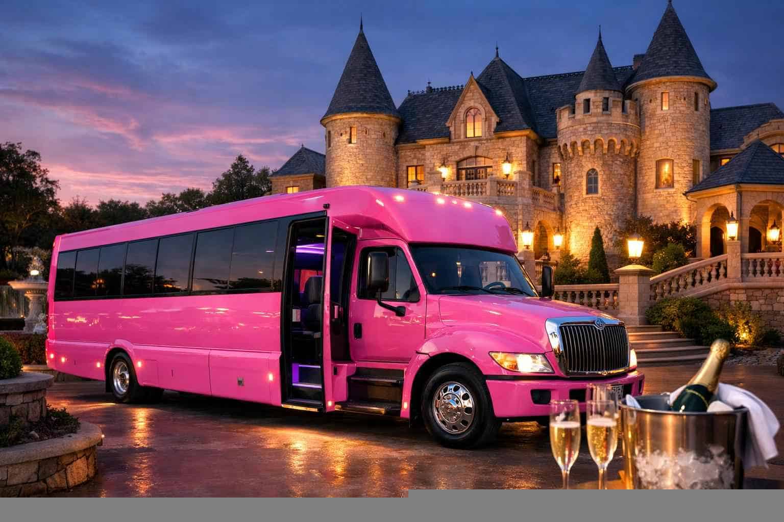 Pink Party Buses In Castle Hills Texas