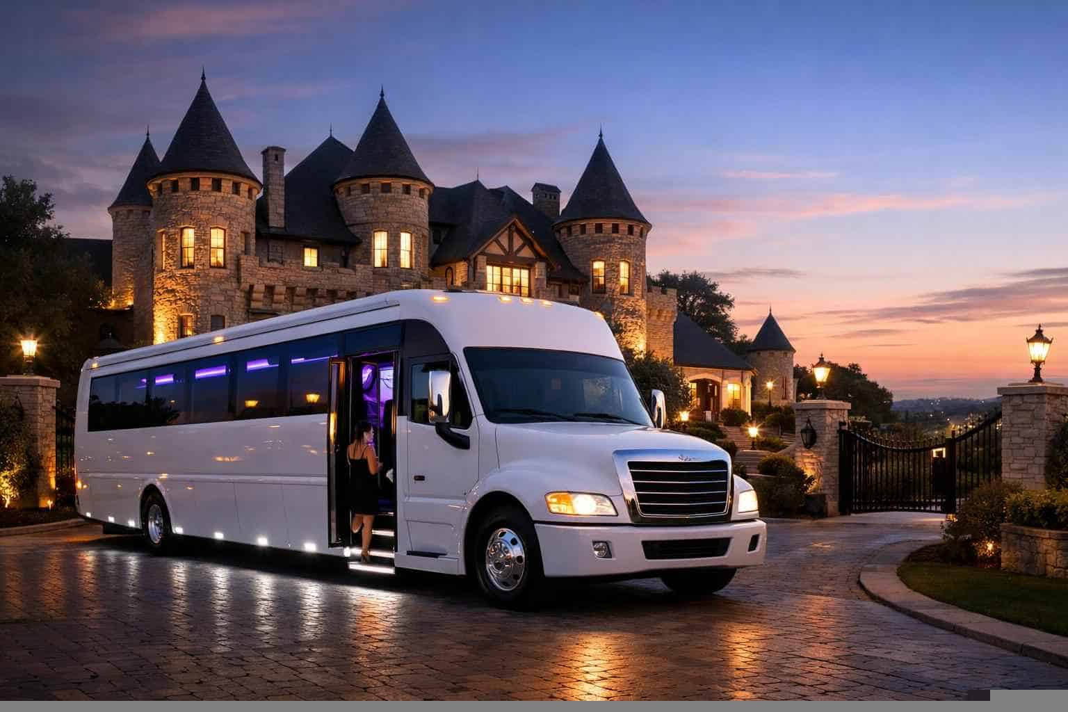 White Party Bus Rental Near Me Castle Hills TX